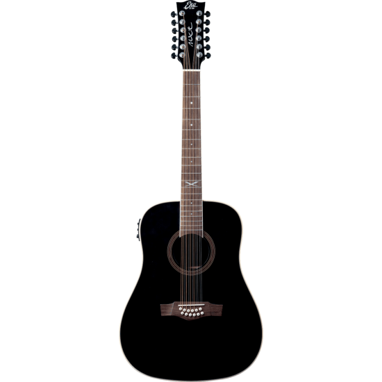 guitare folk eko dreadnought 12 cordes electro see through black